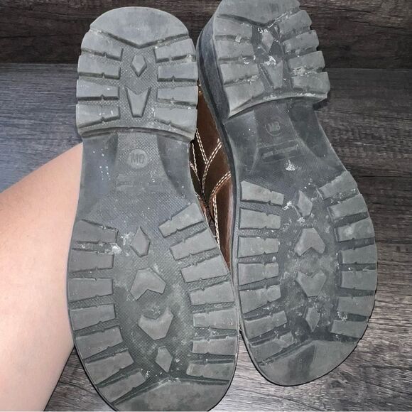 Vintage 90s Lower East Side Brown Leather Lace Up Boots Size 8W - Picture 8 of 9